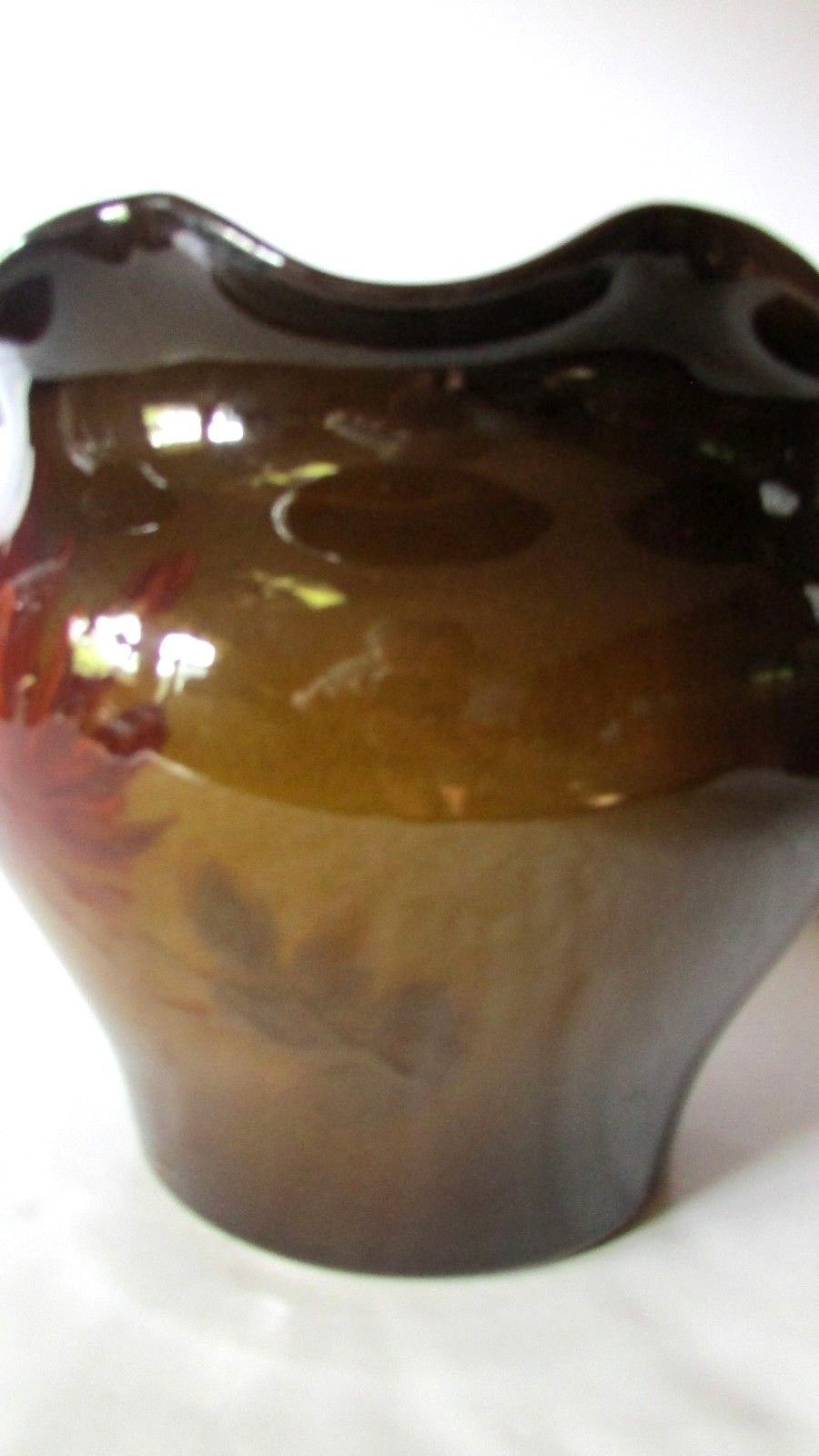 ANTIQUE WELLER LOUWELSA  JARDINIERE ART POTTERY LARGE RUFFLED EDGE  FLORAL EUC