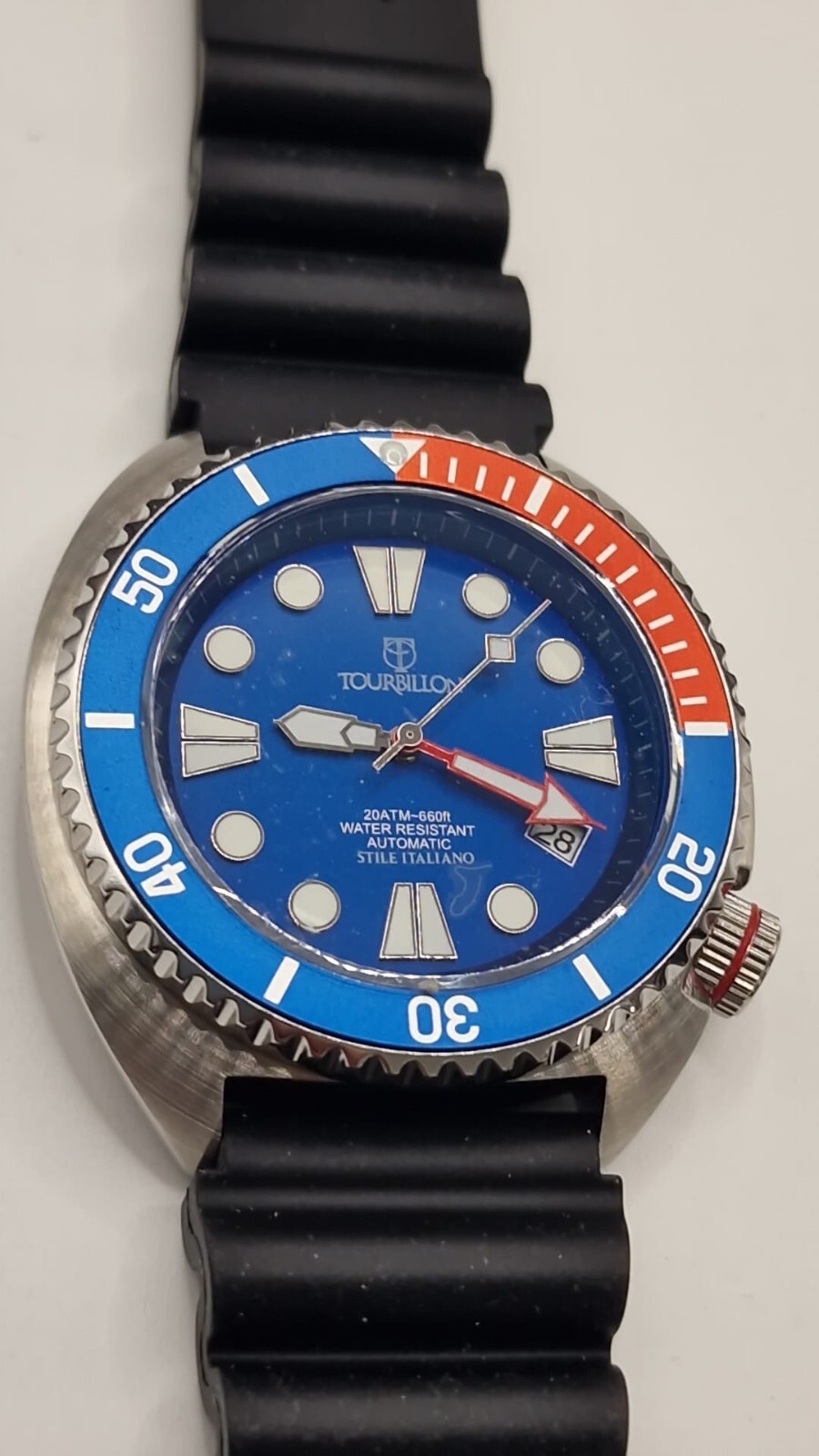 Pre-owned Tourbillon Turtle Watch 45mm Inox Automatic Nh35 Seiko W.r. 200 Mt Rubber