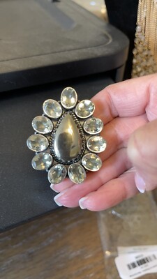 Krush Kandy Sterling Silver Cluster Pyrite Ring - Adjustable NWOT