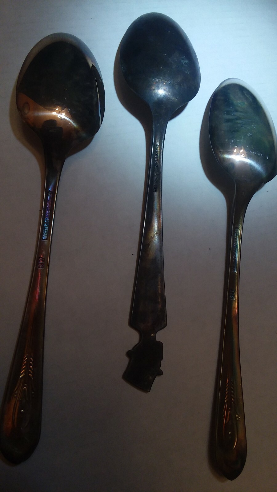 Wm Rogers MFG Co. I S Marked on 3 spoons tarnished or toned BEAUTIES never used