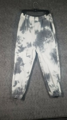 Refuge Athletics Women L Relaxed Boyfriend Jogger Tie Dye White/Gray Sweatpants