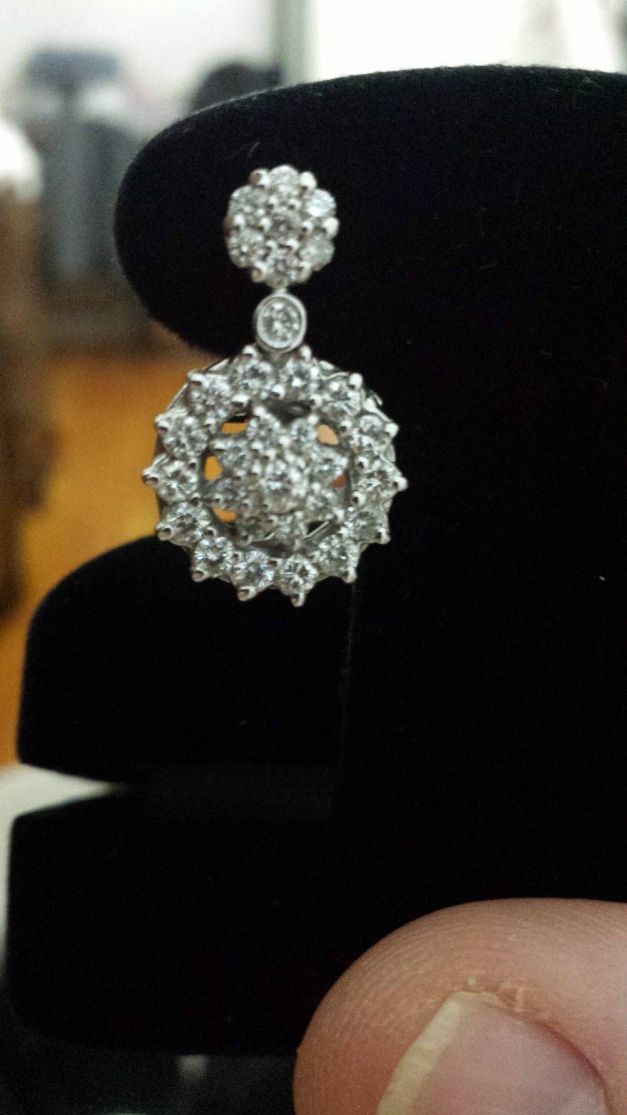 Pre-owned Teachers Jewelry Diamond Earrings 14k White Gold Flower Cluster Design 3 Ct. G-h Color Si Quality