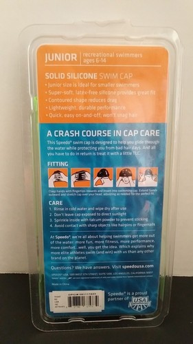 Speedo Junior Swim Cap Lime Green  Ages 6-14 New