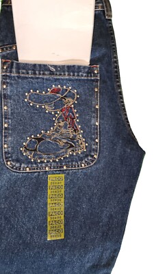 Paco Sports Vintage 90s retro skater blue denim.Embroidered Logo, med stone wash