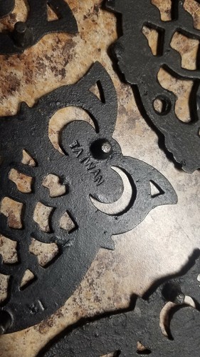 Mid Century Vintage Black Metal Owl Trivet Set of 4  1 Large & 3 Small