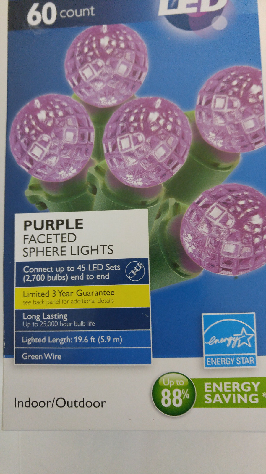 Philips LED Purple Faceted Sphere Indoor/Outdoor Lights - 60 Bulbs