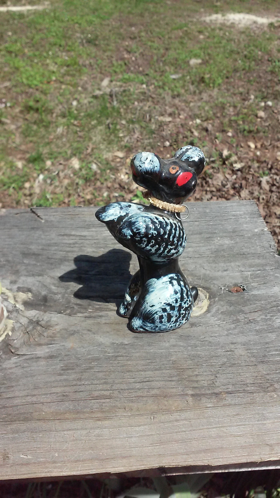 vintage black ceramic standing poodle