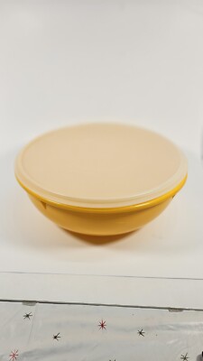 Vintage Tupperware Large Fix N Mix Bowl 274-9 w/Sheer Lid 6.5 Qt 26C Orange