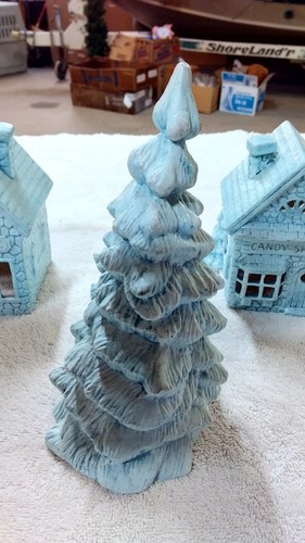 Vintage Scioto 1983 Toy Sore And Candy shop And two Evergreen Trees as shown