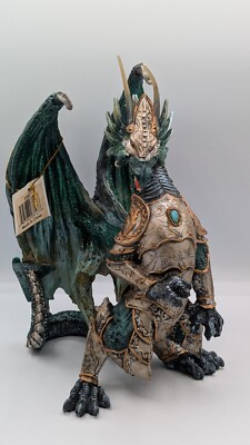 Medieval Green Dragon w/Gem Statue 10'' Fantasy Collectible Figurine Room Decor
