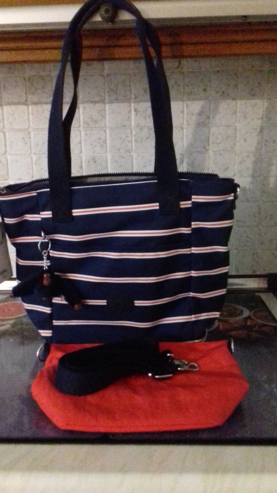 Kipling Cirino, Set 2teilig Shopper marine und Umhängetasche rot,Äffchenanhänger