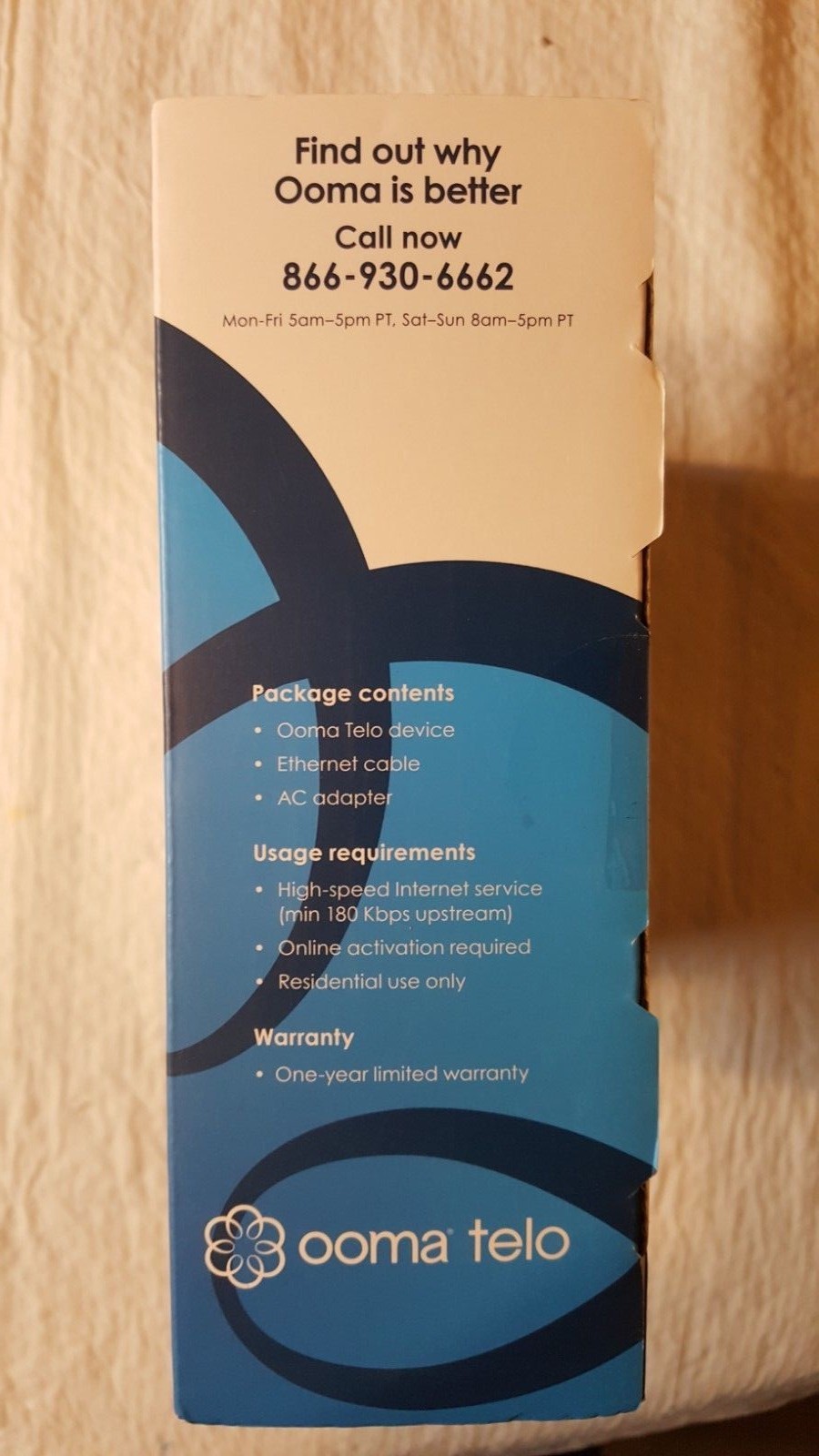 New Ooma Telo VoIP Home Phone Service Built-in DECT 6.0 PureVoice HD Sound Black