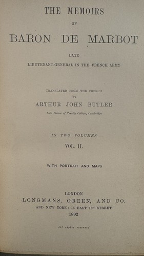 1892 - MEMOIRS OF BARON DE MARBOT -1st Edition FINE MOROCCO BINDING Napoleon War