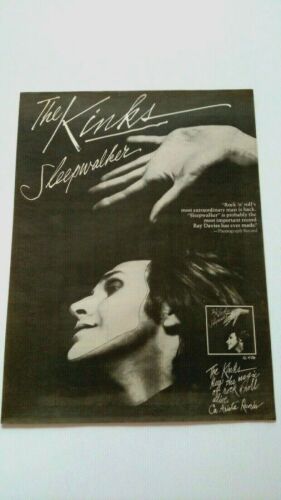 The Kinks  " SLEEPWALKER " 1977  Rare Original Print Promo Poster Ad