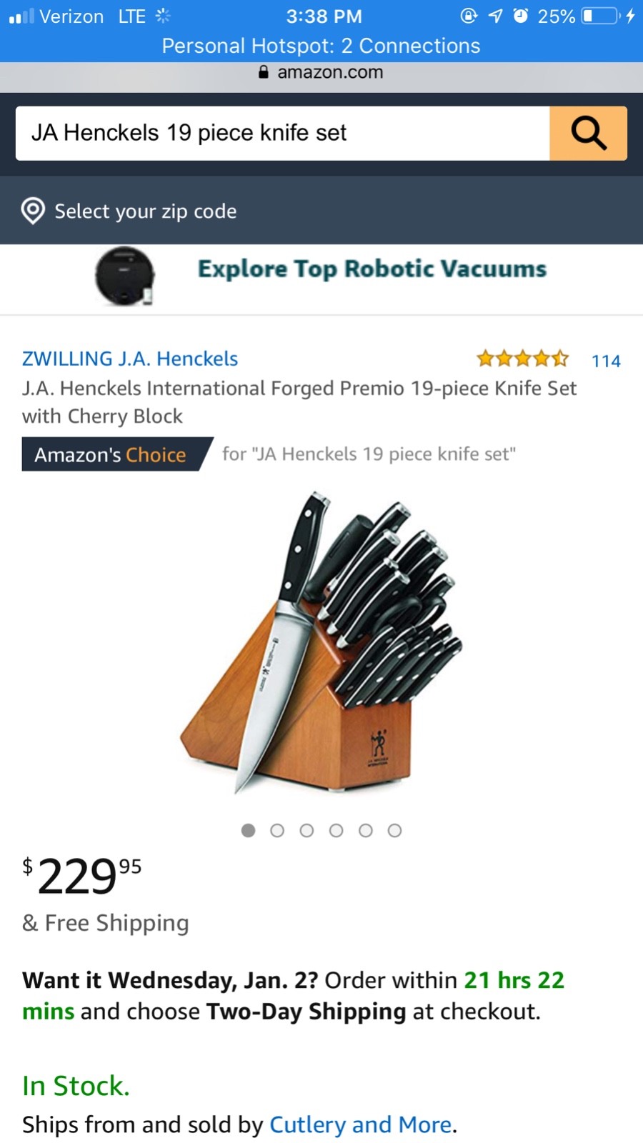 J.A. Henckels 19 Piece Knife Set Forged Premio with Cherry Block