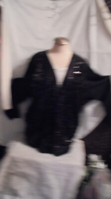 APT 9 BLACK CARDIGAN SW./ BLACK SEQUINS ON FRONT. SZ 3 X BUST 52''  NWOT DISPLAY