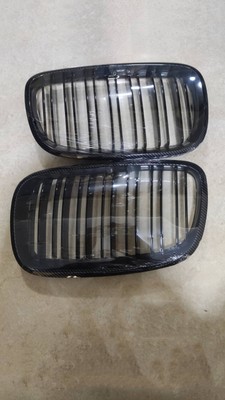 Carbon Fiber Print Front Center Grille Double Line For 07-13 BMW X5 X6 E70 E71