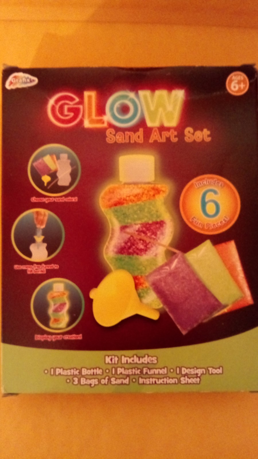 Glow Sand Art Set with 3 bags of sand! Ages 6+