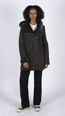 Pre-owned Truclothing Women's Sheepskin Brown Toscana Suede Hood Coat | Infinity