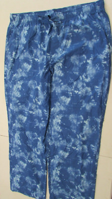 New Womens XL Stretch Waist W/Tie Blue Tye-Dye Lounge pullon Pants BY Sonoma