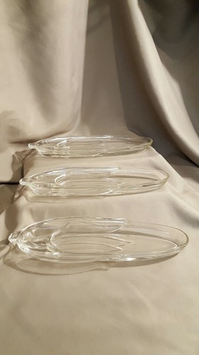 3 Clear Glass Corn on the Cob Serving Dishes