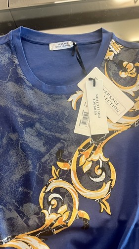Pre-owned Versace Collection Colorful Blue Baroque Print T-shirt In Multicolor