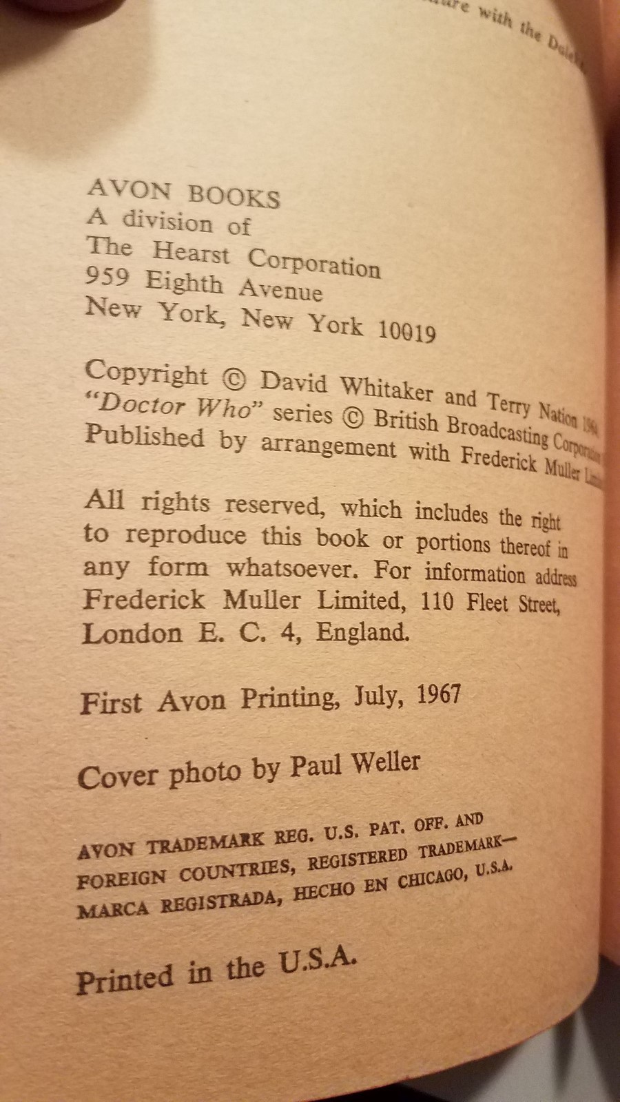 Doctor Who - The Daleks by David Whitaker Avon Paperback PB 1st Print July 1967
