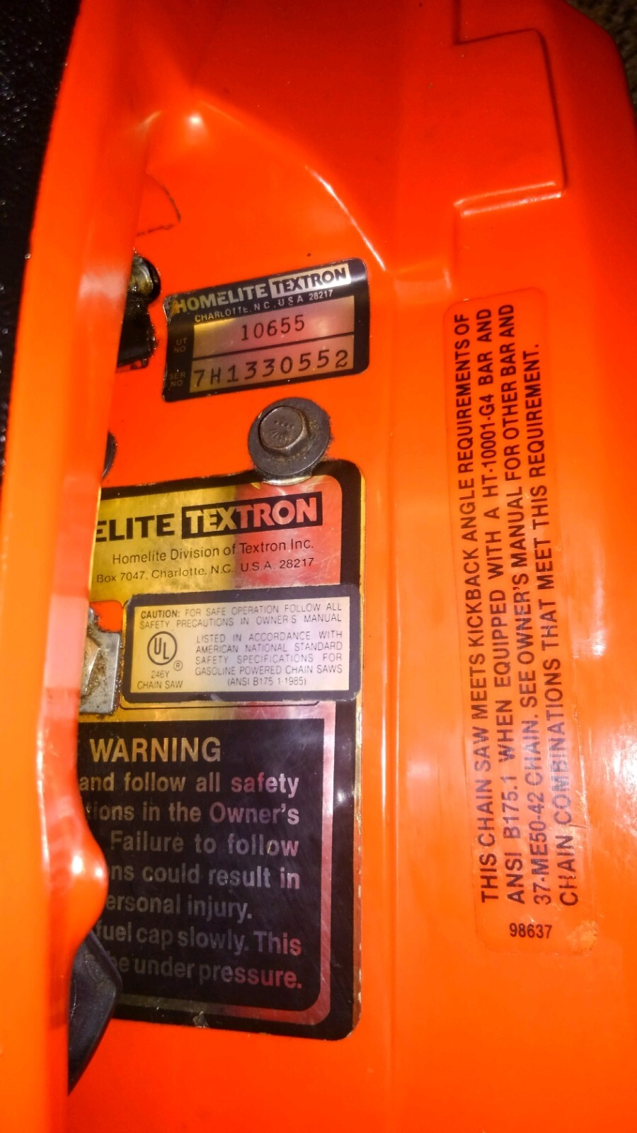 Vintage Homelite XL Automatic Oiling Chainsaw- Used Runs Good 10655