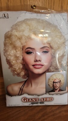 Adult Blonde Giant Afro Wig Halloween Accessory Disco New One Size New