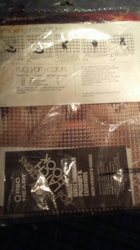 Vintage Coats & Clark Red Heart Latch Hook Rug Pattern #6671-02 Indian Design