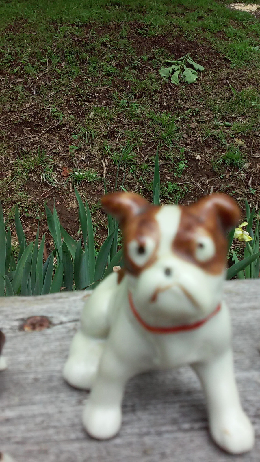 Vintage 1950's 60's Japan Porcelain Brown Spotted Bulldog & 4 Pups Figurines