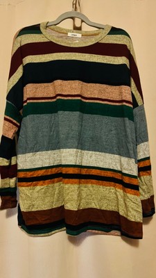 NWT Cherish womens SZ  XL  retro stripes fall cozy botique tunic tshirt winter