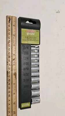 Craftsman Evolv 10 Piece Socket Set 10036 1/4'' Drive 6 Point 3/16'' to 9/16'' New