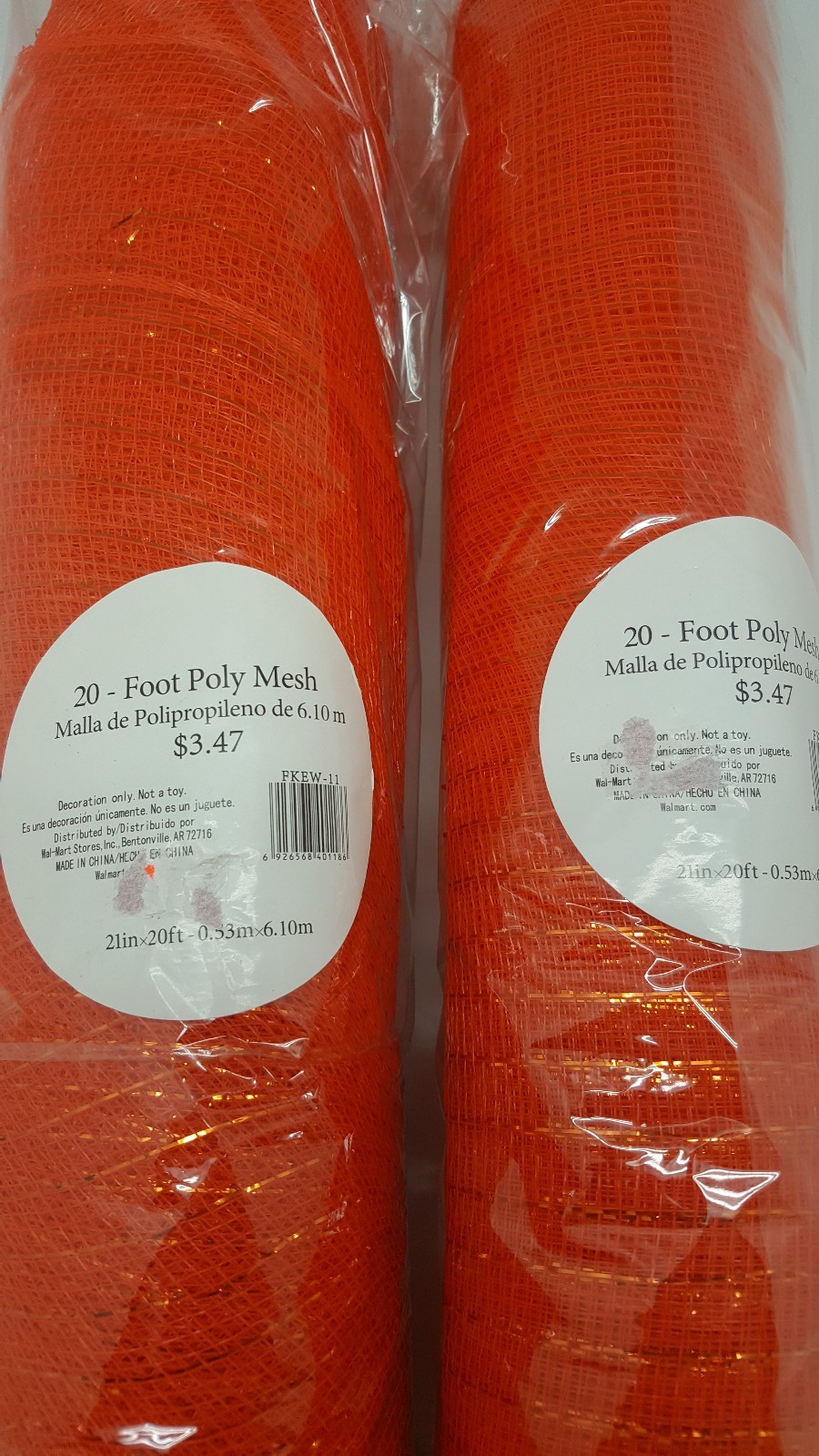 8 Orange Halloween Poly Mesh TWO 20 Foot SIX 15 Foot Halloween Decoration New