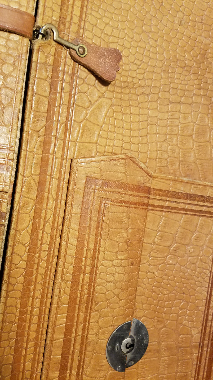 Antique leather dome top M. M. Secor steamer trunk