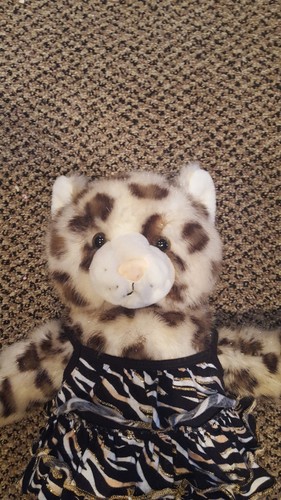 Pre-Owned Build a Bear Snow Leopard Stuffed Animal Plush with Outfit Cat Cheetah