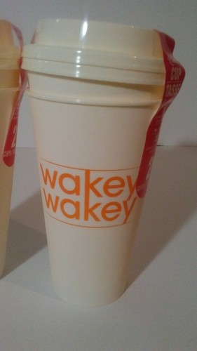 Travel Coffee Mug Wakey Wakey & Enjoy Dishwasher And Microwave Safe 2 pack