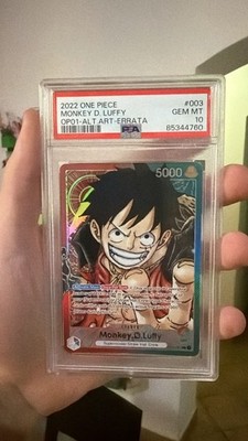 One Piece Monkey D. Luffy #003Romanian Op01-Alt.Art-Errata PSA 10
