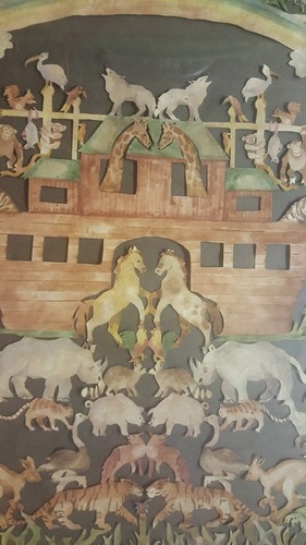 Jeri Osterhout Ryel original folk art Noah's Ark scene - primitive cut paper