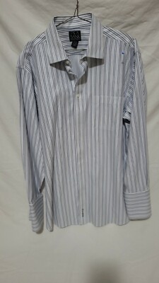 Jos A. Bank Shirts Button Down Light Gray Blue Virtual Strips