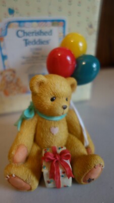 Cherished Teddies Nina Birthday Bear 215864 Girl with Balloons Event Vintage