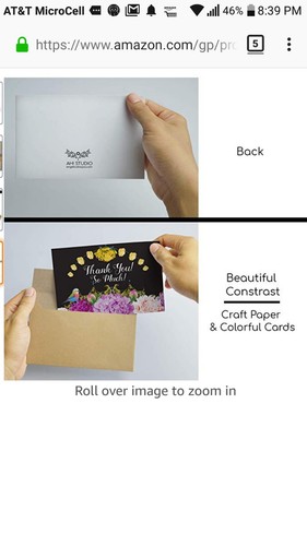 Thank You Cards with Envelopes and Stickers, 36 Pack, Floral, Blank Inside -...