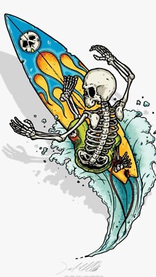 Skeleton Surfer Death Rider Wave Point Break vinyl sticker / printed vinyl decal