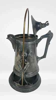 Antique Silver Plate Tilting Pitcher With Stand Goth Aesthetic Victorian 