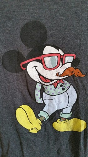 Disney Mickey Mouse in Sunglasses Tee Shirt Medium Cotton Polyester Blend Gray