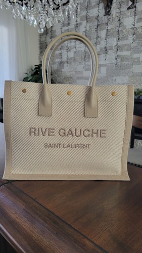 【SAINT LAURENT】RIVE GAUCHE SMALL TOTE BAG Saint Laurent Rive Gauche Small Tote Bag in Canvas | Neiman