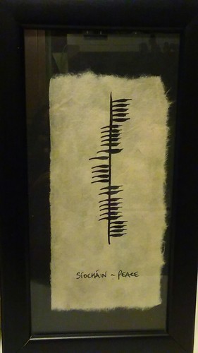 Happiness&Peace Wall Plaque by Ogham Ethel Kelly, hand made Paper & Ink Work