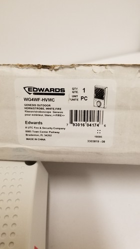Edwards Genesis Outdoor/Indoor Horn Strobe, WG4WF-HVMC White w/Red Fire Marking