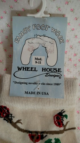 Ladybug Wheel House Designs Ankle Socks NWT Med. 9-11 Designer Socks since 1989