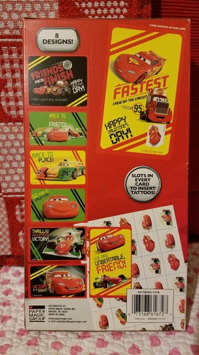 New in Box ~ Disney PIxar CARS  32 Valentines Day Cards with 35 Tattoos